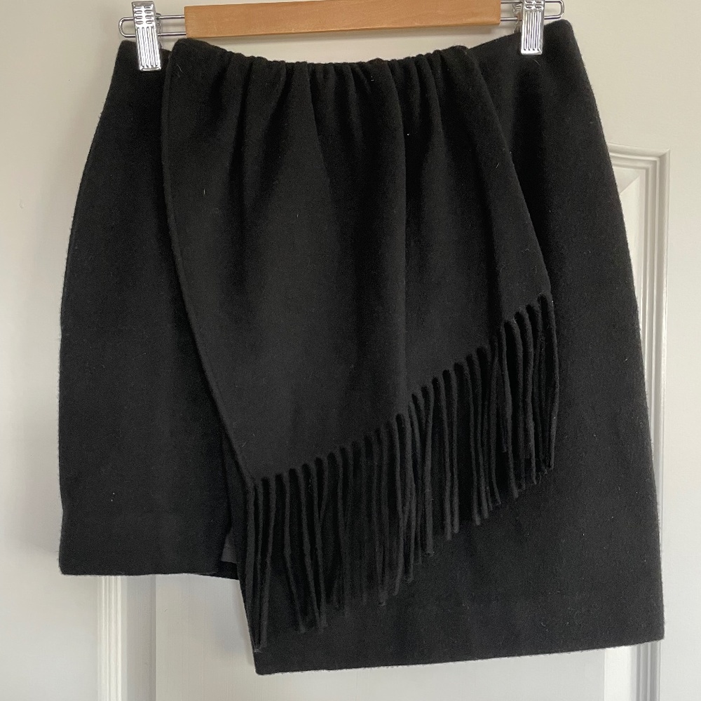 Black Wool Skirt Opening Ceremony Med Mini with Small Slit